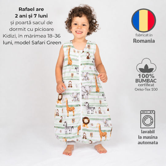 Kidizi Sac de Dormit de Primăvară cu Picioare 1 Tog Verde
