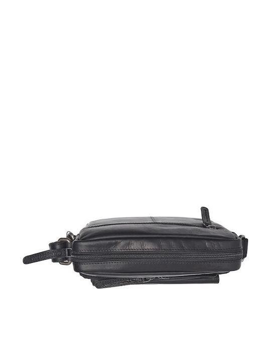 Geantă De Umăr / Tip Crossbody Bărbătească Din Piele Neagră