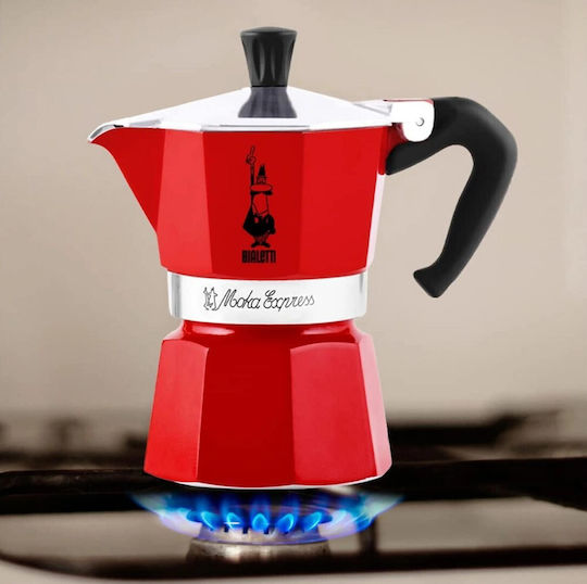 Bialetti Кафеварка за еспресо 3 чаши Червена