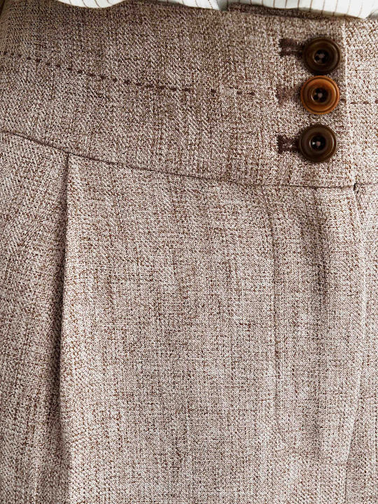 Pantaloni Dama Din Material Maro