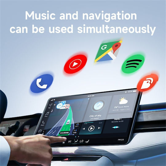 Cutie Carplay Android pentru Mașină Adaptor Auto de la Cablu la Wireless Negru