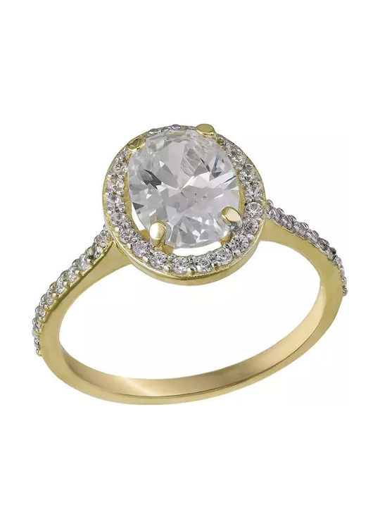 Solitärring Rosette aus 14K Gold mit Zirkonia Solitärring Rosette aus 14K Gold mit Zirkonia
