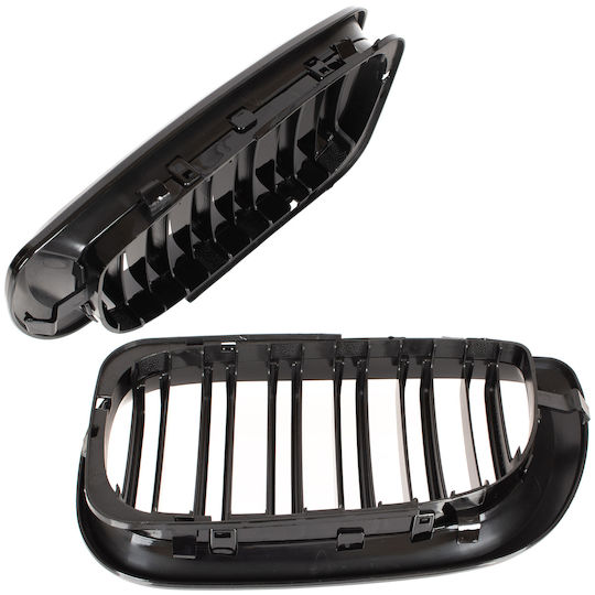 Bmw 3 E46 Fl 01-15 Sedan Wagon Grille Between Headlights Kidneys Left + Right Set Black Glossy Double Bar