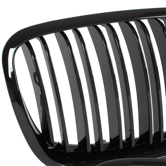 Bmw X6 E71 07-14 Grilles Between Headlights Kidneys Left + Right Set Black Glossy Double Bar
