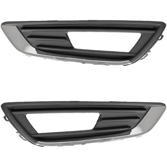 Ford Focus Iii Fl 12-16 Halogens Front Bumper Grille Trap Black + Chrome Left + Right 2 Pcs Set