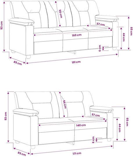 Set de Mobilier pentru Living Canapea cu 2 Locuri și Fotoliu