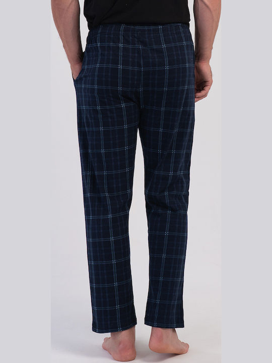 Vienetta Secret Pantaloni de Pijama de Iarnă în Carouri pentru Bărbați Albastru Marin