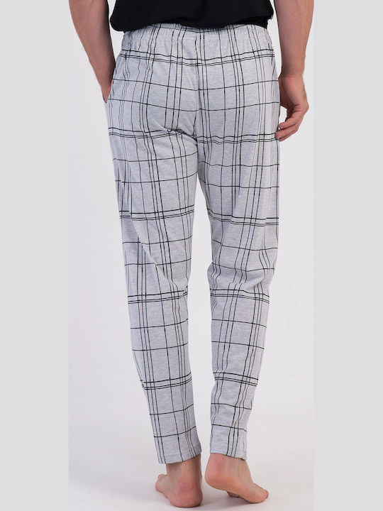 Vienetta Secret Pantaloni de Pijama de Iarnă în Carouri pentru Bărbați Gri Melanj