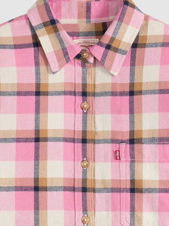 Langärmeliges Damenhemd Plaid Pink