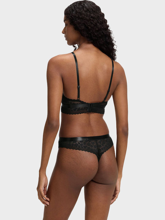 Damenstring mit Spitze Black