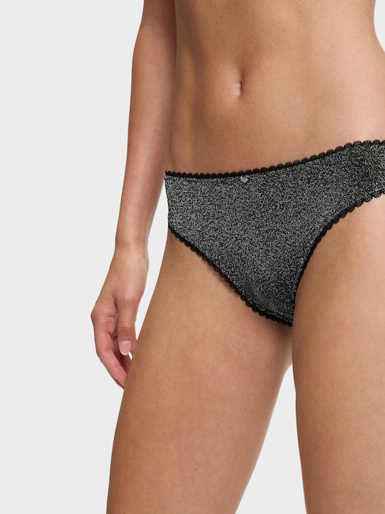 Damen-String mit Spitze Schwarz