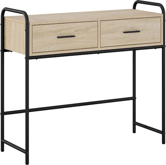 Console Table in Sonoma Oak Wood & Metal L90xW33xH80.5 cm