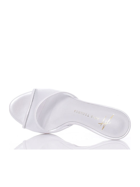 Heeled Mules in White