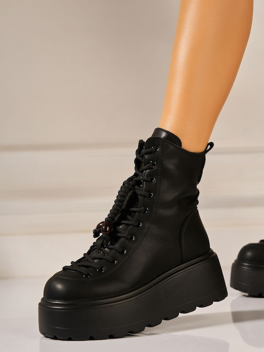 Vonya2 Ghete de Piele pentru Femei, Negre, până la Gleznă
