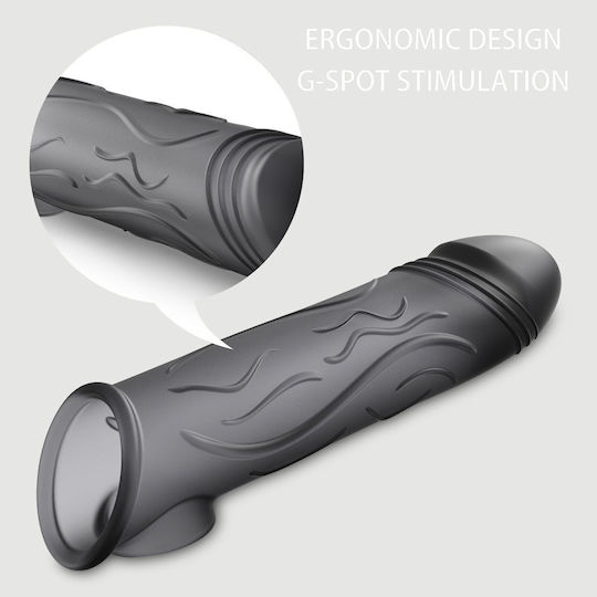 Elastische Penis-Silikonhülle mit Reliefadern Liquid Silicone Veined Penis Sleeve 17,9 cm Schwarz