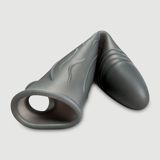 Elastische Penis-Silikonhülle mit Reliefadern Liquid Silicone Veined Penis Sleeve 17,9 cm Schwarz