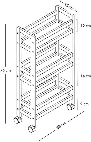 Costway Freistehendes Badezimmerregal aus Holz mit 3 Ablagen, 38 × 15 × 76 cm, Schwarz
