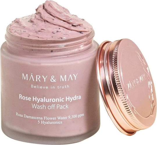 Mary&may Rose Hyaluronic Hydra Wash Off Pack 125g Μάσκα Προσώπου Έντονη Ενυδάτωση Λάμψη