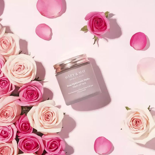 Mary&may Rose Hyaluronic Hydra Wash Off Pack 125g Μάσκα Προσώπου Έντονη Ενυδάτωση Λάμψη