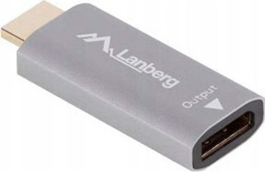 Lanberg AD-HD-DP-01 Μετατροπέας DisplayPort / HDMI male σε DisplayPort female Ασημί