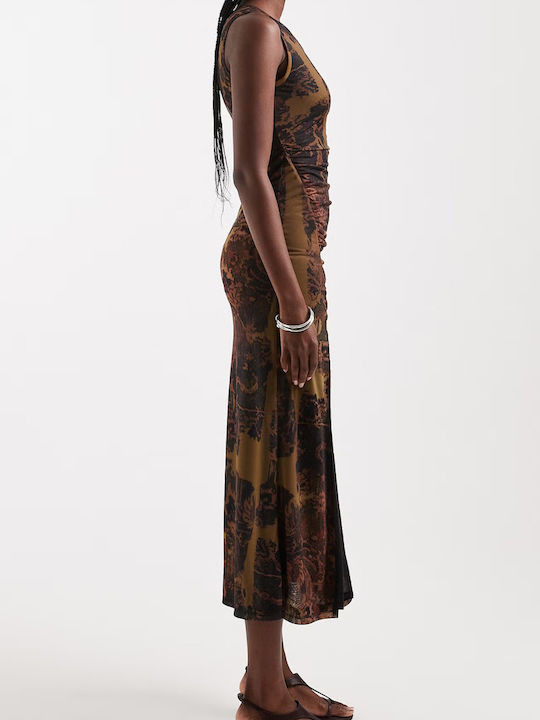 Rochie de Seară Maxi de Vară cu Transparență Downtown Brown