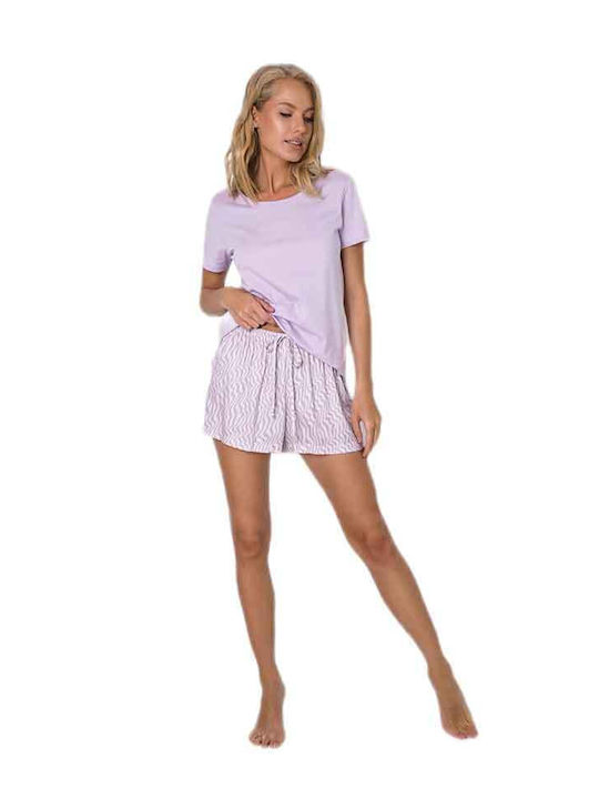 Aruelle Sommerliches Damen-Pyjama-Set in Fliederfarben Aruelle Sommerliches Damen-Pyjama-Set in Fliederfarben