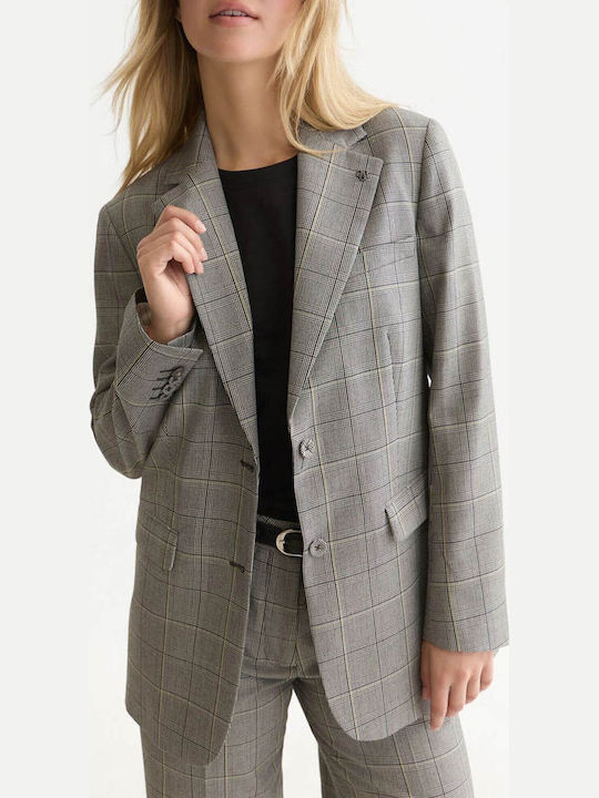 Scotch & Soda Дамско двуредно сако с каре Meteorite Check