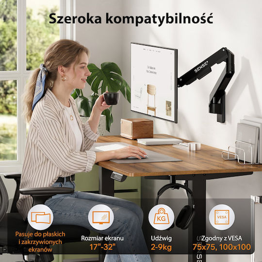 SENSE7 Επιτοίχια Βάση Οθόνης έως 32" με Βραχίονα (223343)