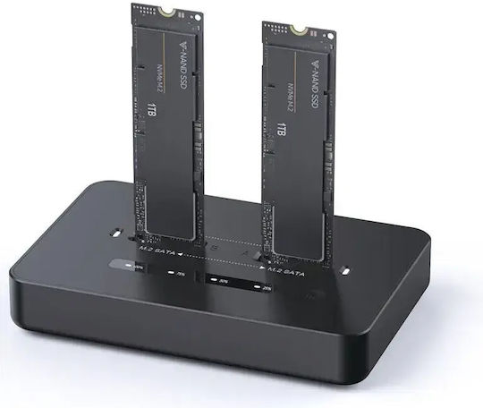 Gembird Dd2-u3m2 Desktop Dual Drive Usb Type-c M.2 Nvme Sata Ssd Docking Station Black Gem