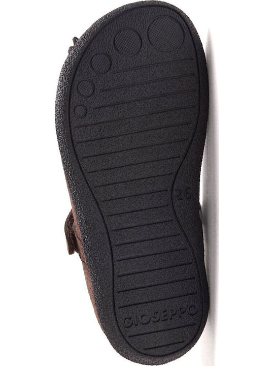 Kinderlederballerinas mit Klettverschluss Braun