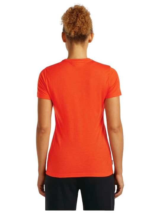 Icebreaker Tricou Termic cu Mâneci Scurte pentru Femei, Portocaliu