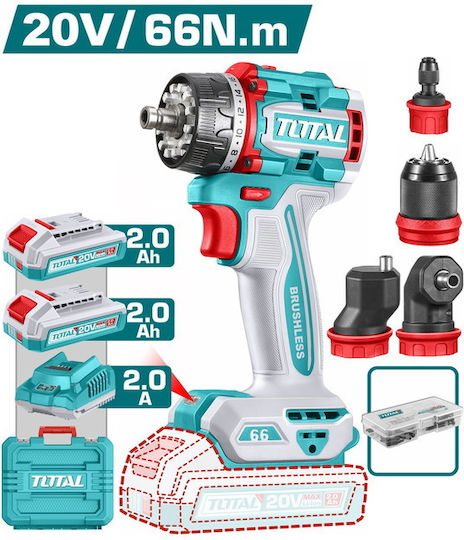 Total TDLI206686E Δραπανοκατσάβιδο Μπαταρίας Brushless 20V 2x2Ah