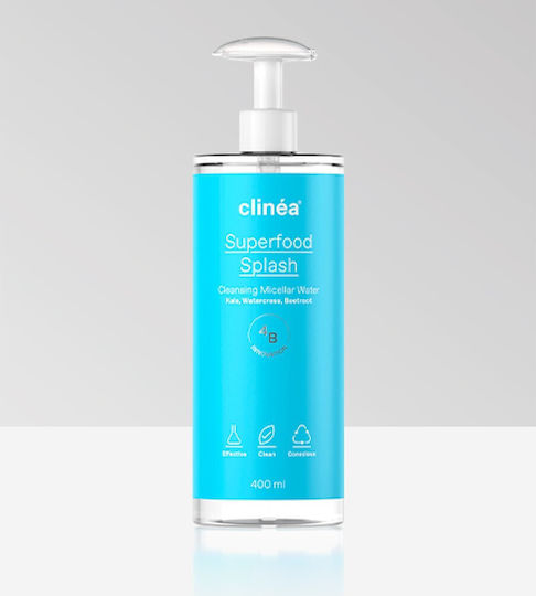 Clinea Superfood Splash Micellar Water Face Makeup Remover with Antioxidant & Moisturizing Action 400ml