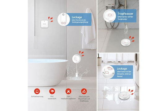 Wisualarm Wireless Battery-Powered Flood Detector 868MHz with Cable