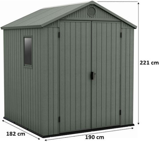 Kunststoff-Gartenhaus Grün L1,9xB1,82xH2,21m