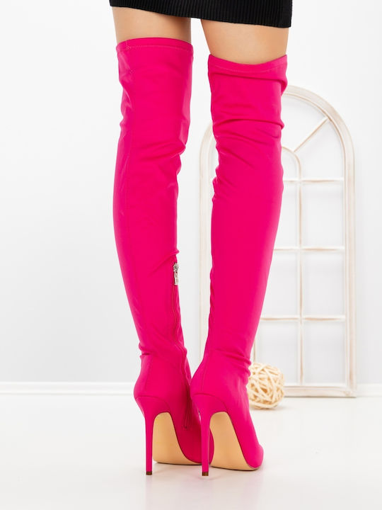 Dracria Cizme de Damă Peste Genunchi Fuchsia