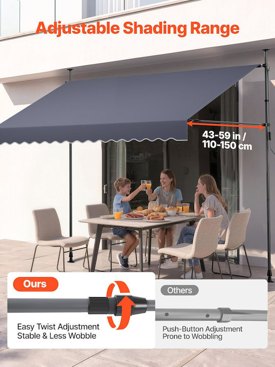 Vevor Copertină de Verandă Gri 4x3.1m
