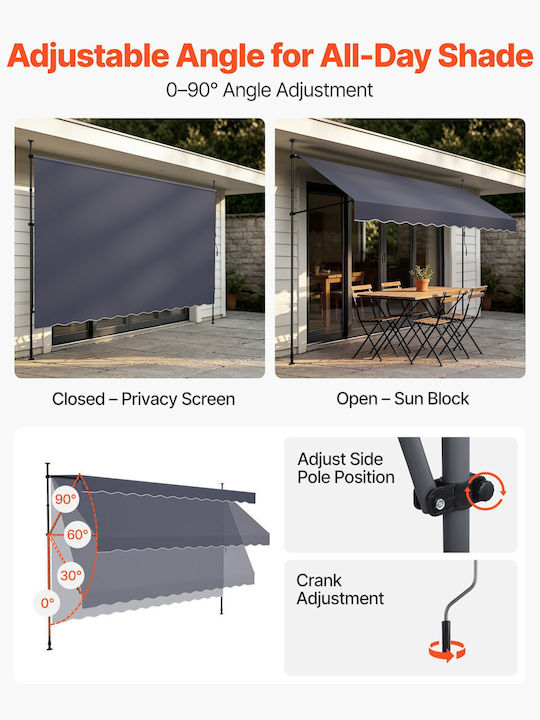 Vevor Τέντα Βεράντας Γκρι 4x3.1m