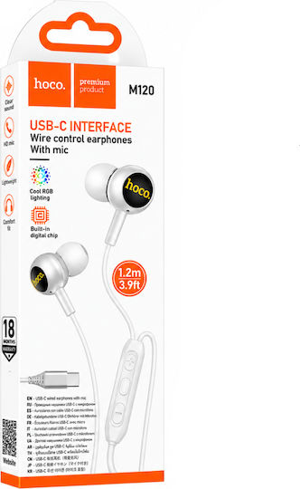 Hoco M120 In-ear Handsfree Earphones with USB-C Plug White