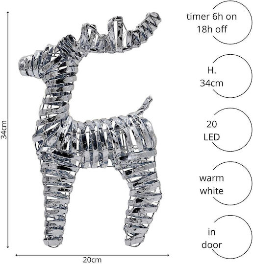 Koopman Illuminated Christmas Figure Reindeer Silver Height 34 cm