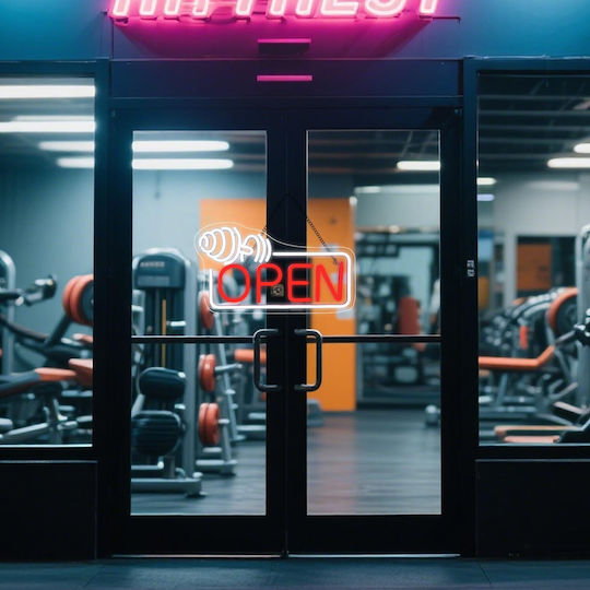 Neon Διακοσμητικό Φωτιστικό Gym Open LED 40x30εκ.