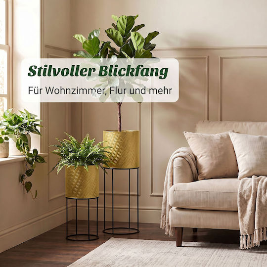 Relaxdays Pflanzenständer Metall Gold