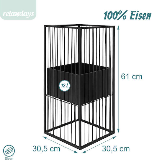 Relaxdays Βάση Γλάστρας Μεταλλική Μαύρη 61x30.5x30.5εκ.