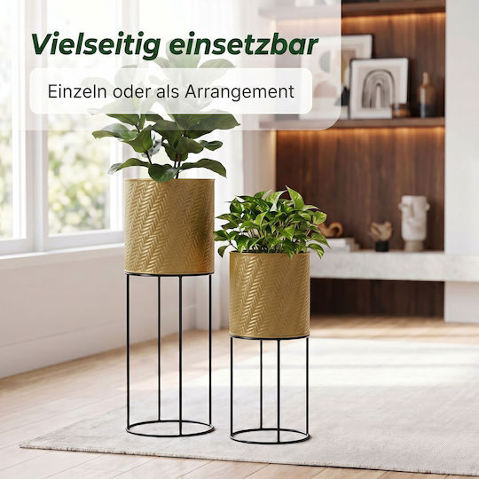 Relaxdays Pflanzenständer Metall Gold