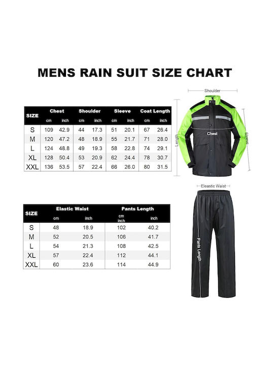 Men's 2-piece Rain Suit Pants Jacket Green M