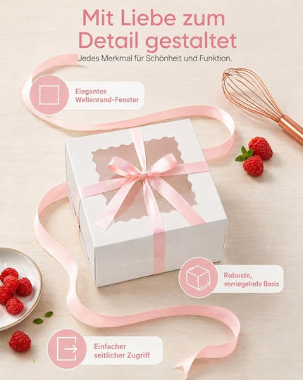 Set mit 5 Boxen 5x5 cm für Kuchen