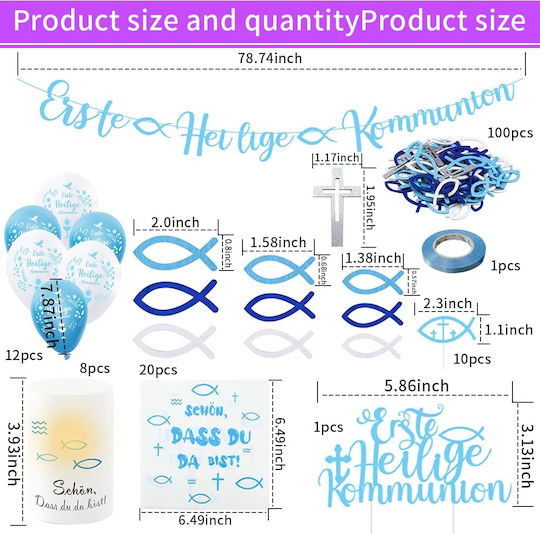 First Holy Communion Decoration Set Balloons Napkins 153 Pieces
