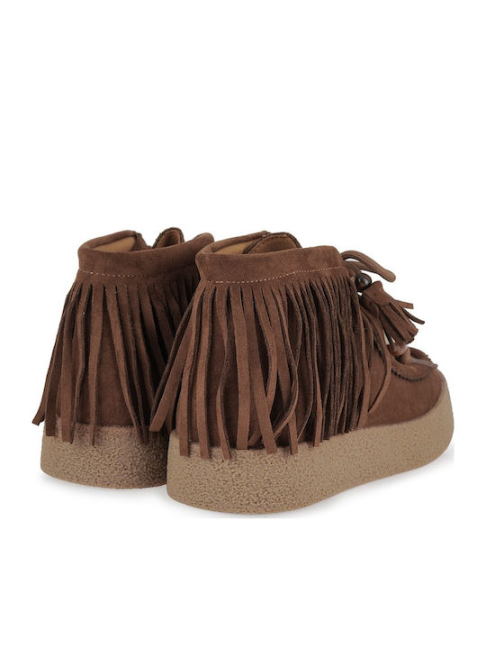Wildleder Damen Stiefeletten in Tabakbraun