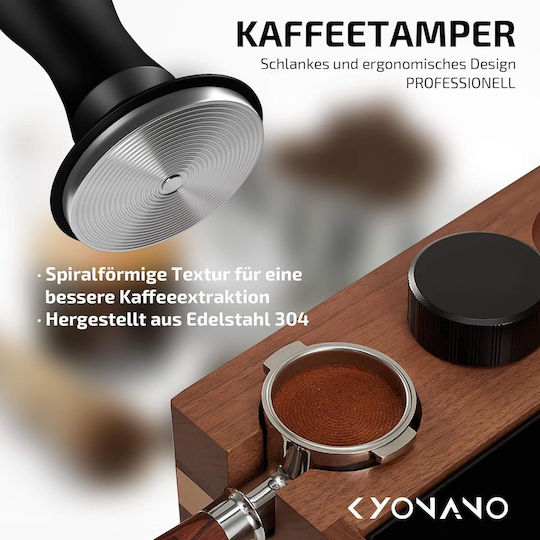 Espresso Πατητήρι με Επίπεδη Επιφάνεια 51mm σε Μαύρο Χρώμα