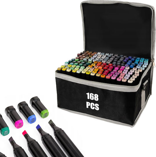 Set de Markere cu Alcool 168 de Culori